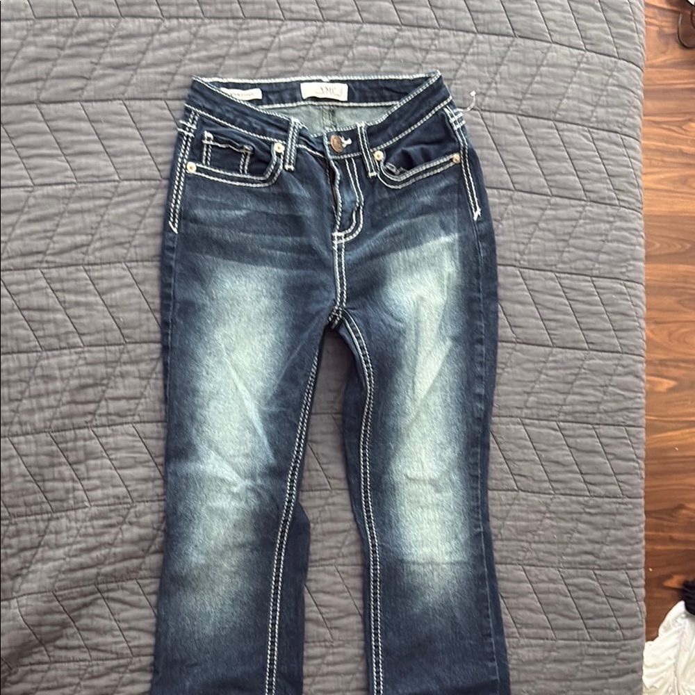 YMI Blue Boot Cut Jeans with Vintage Fading